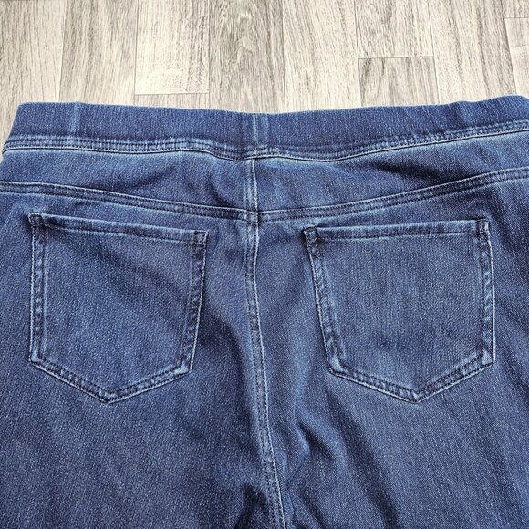 Time And Tru Pants Womens XL Blue Pull On Jeggings Cropped Denim Stretch Capri - Picture 3 of 11